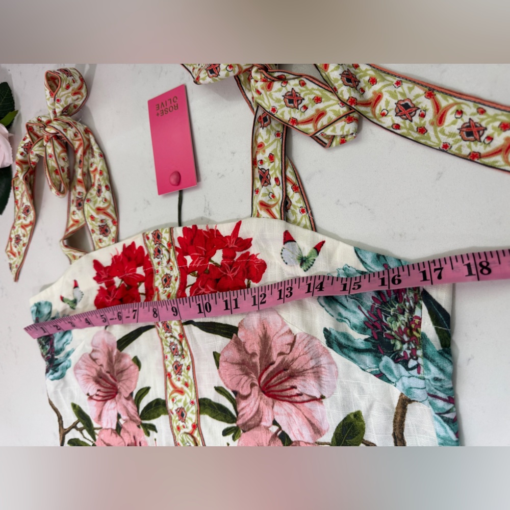 Rose & Olive Floral Tie-Strap Top - Pink, Red, Green - Picture 4 of 8